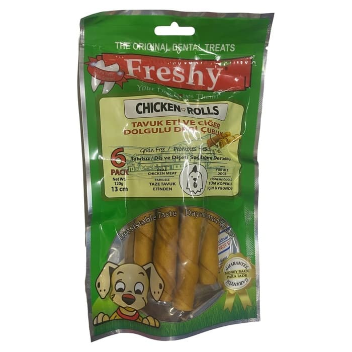 Tavuk Eti Ve Ciğer Dolgulu Deri Çubuk Köpek Ödül Maması 6'lı 120 Gr