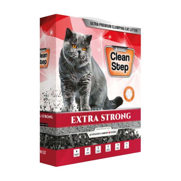 Clean Step Extra Strong  Ekstra Aktif Karbonlu  İnce Bentonit Kedi Kumu 10 Litre