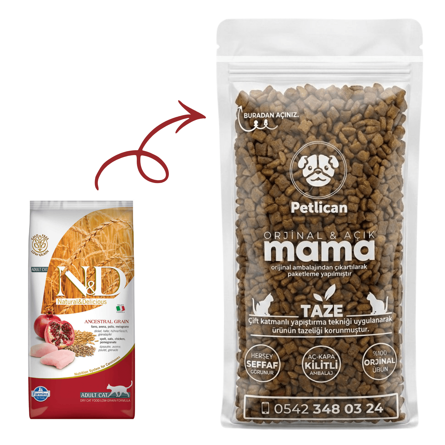 N&D Yetişkin Kedi Maması Tavuklu Açık 1 Kg
