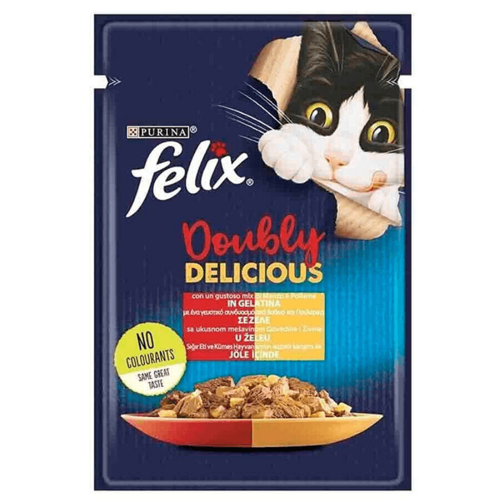 Felix Pouch Sığır Etli ve Kümes Hayvanli Yaş Kedi Maması 85 Gr