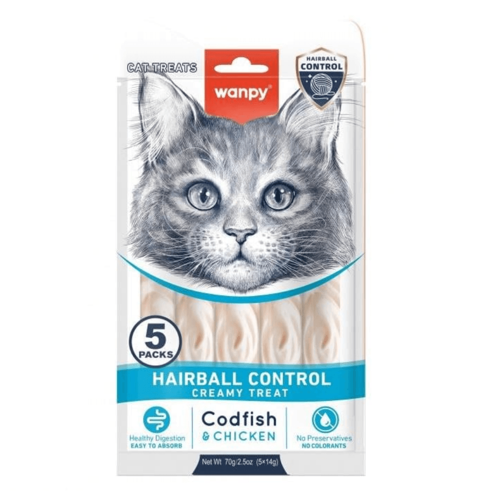 Wanpy Hairball Control Morinali ve Tavuklu Krema Kedi Ödül Maması 14 gr 5 Adet