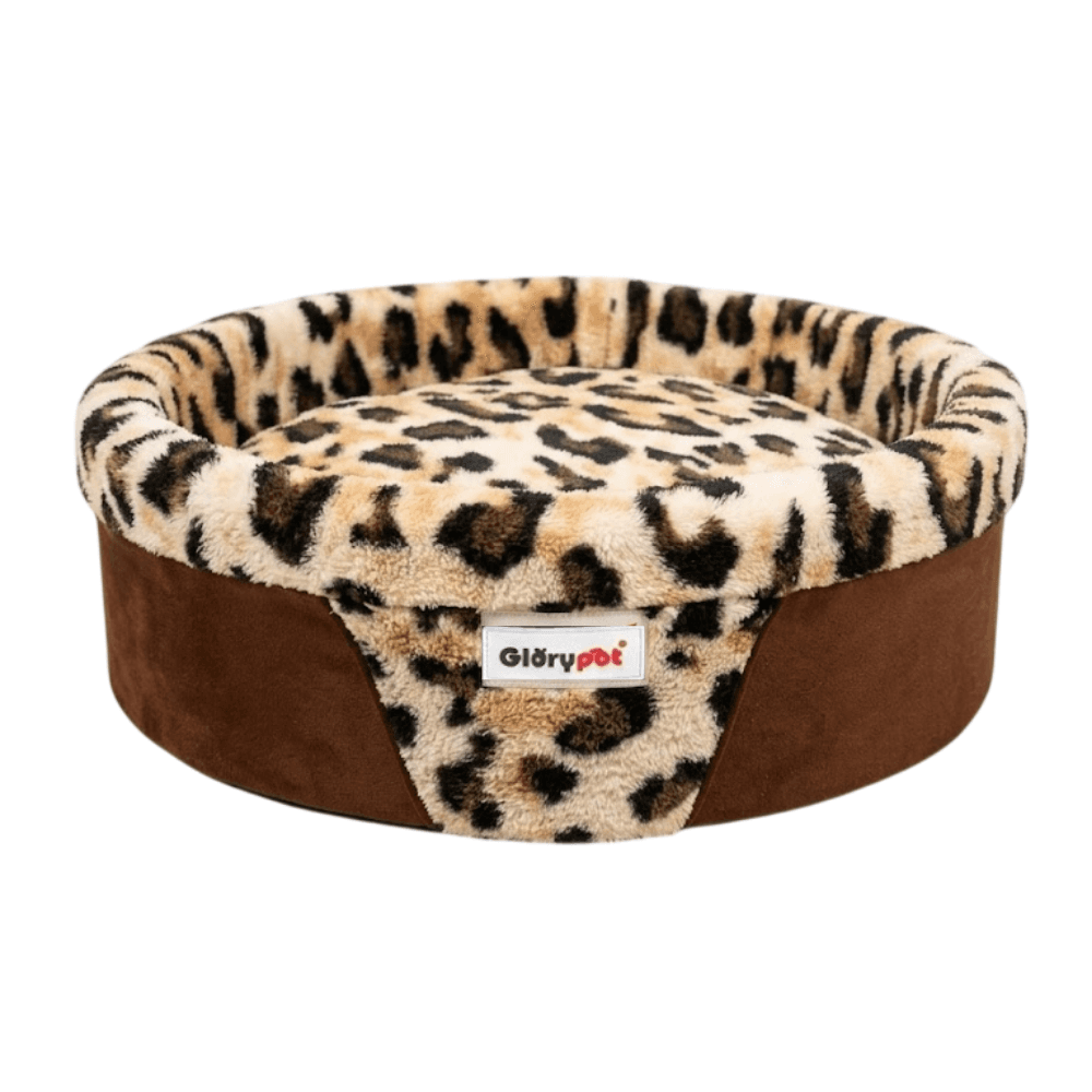 Premium Kadife Dokulu Konforlu Kedi & Köpek Yatağı Leopar Desenli