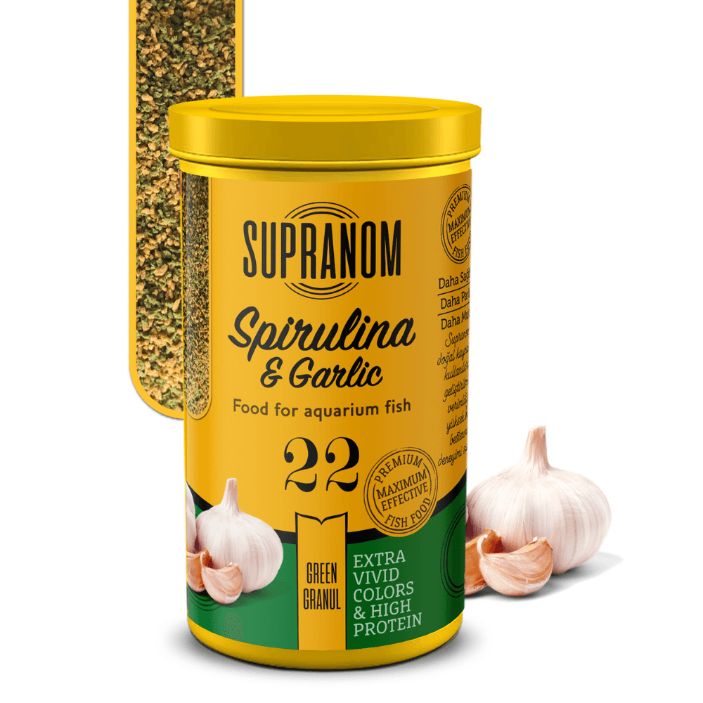 Supranom tüm balıklar için spirulina& garlic green granul 250ml (22)