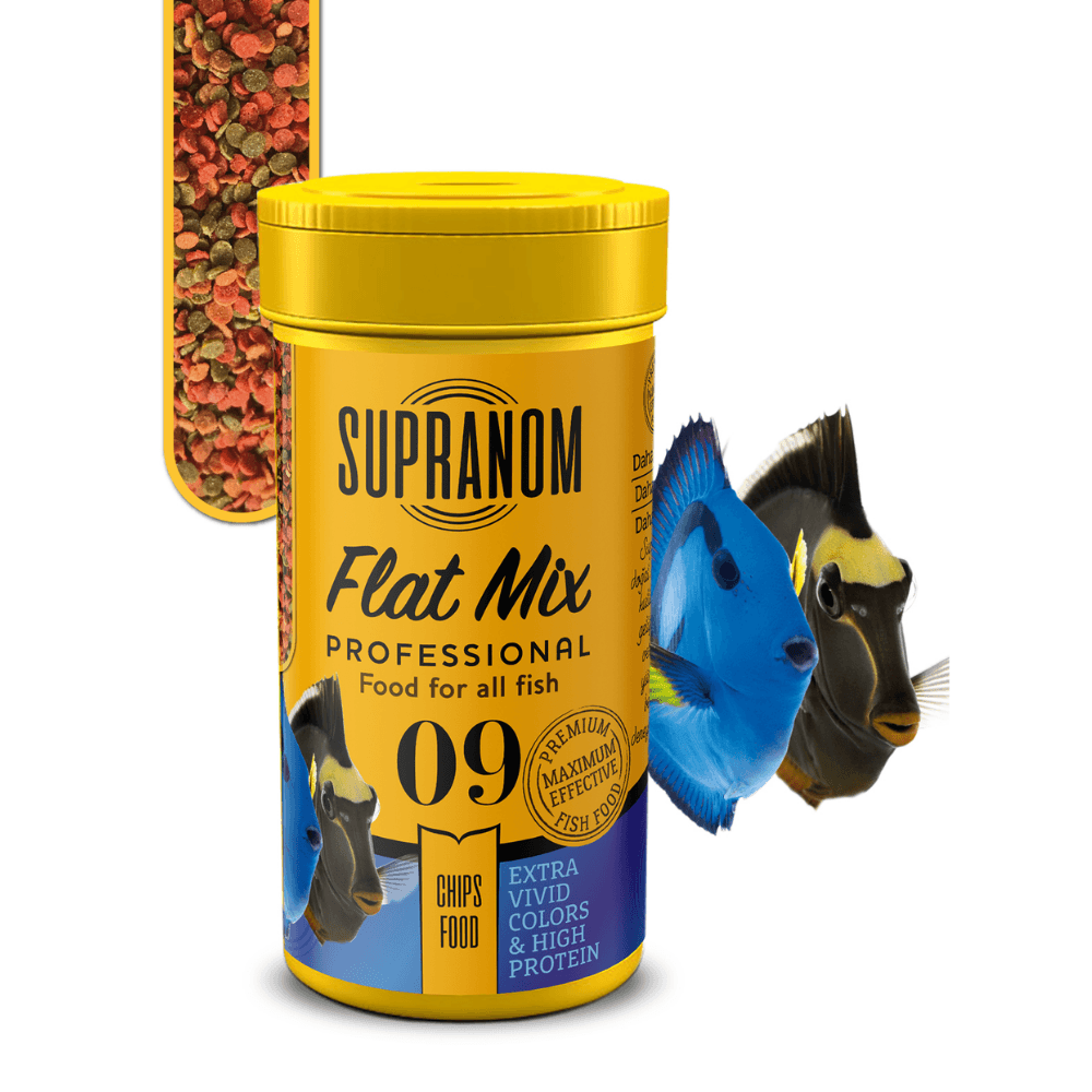 Supranom tatlı ve tuzlu su balık yemi flat mix chips food 100ml (09)