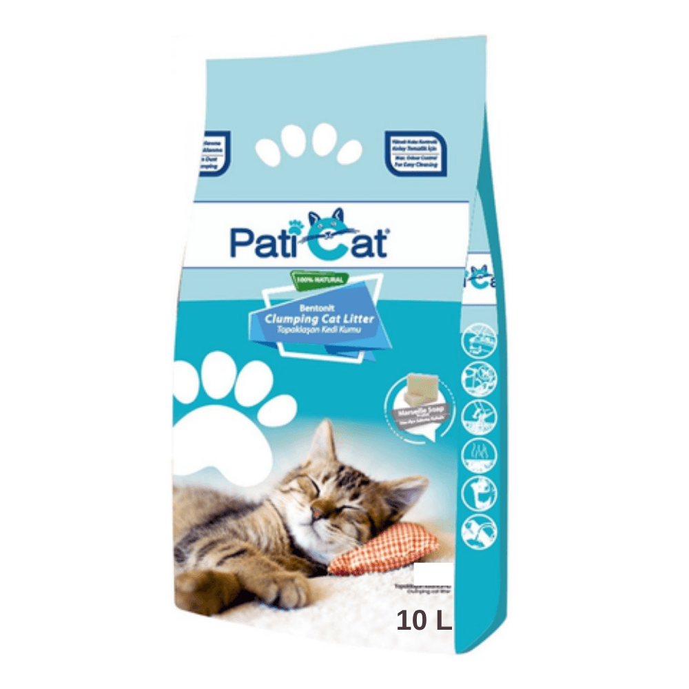 PatiCat Marsilya Sabunlu Topaklanan Bentonit Kalın Taneli Kedi Kumu 10L