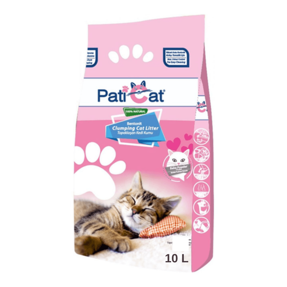 PatiCat Pudra Kokulu Topaklanan Bentonit Kalın Taneli Kedi Kumu 10L