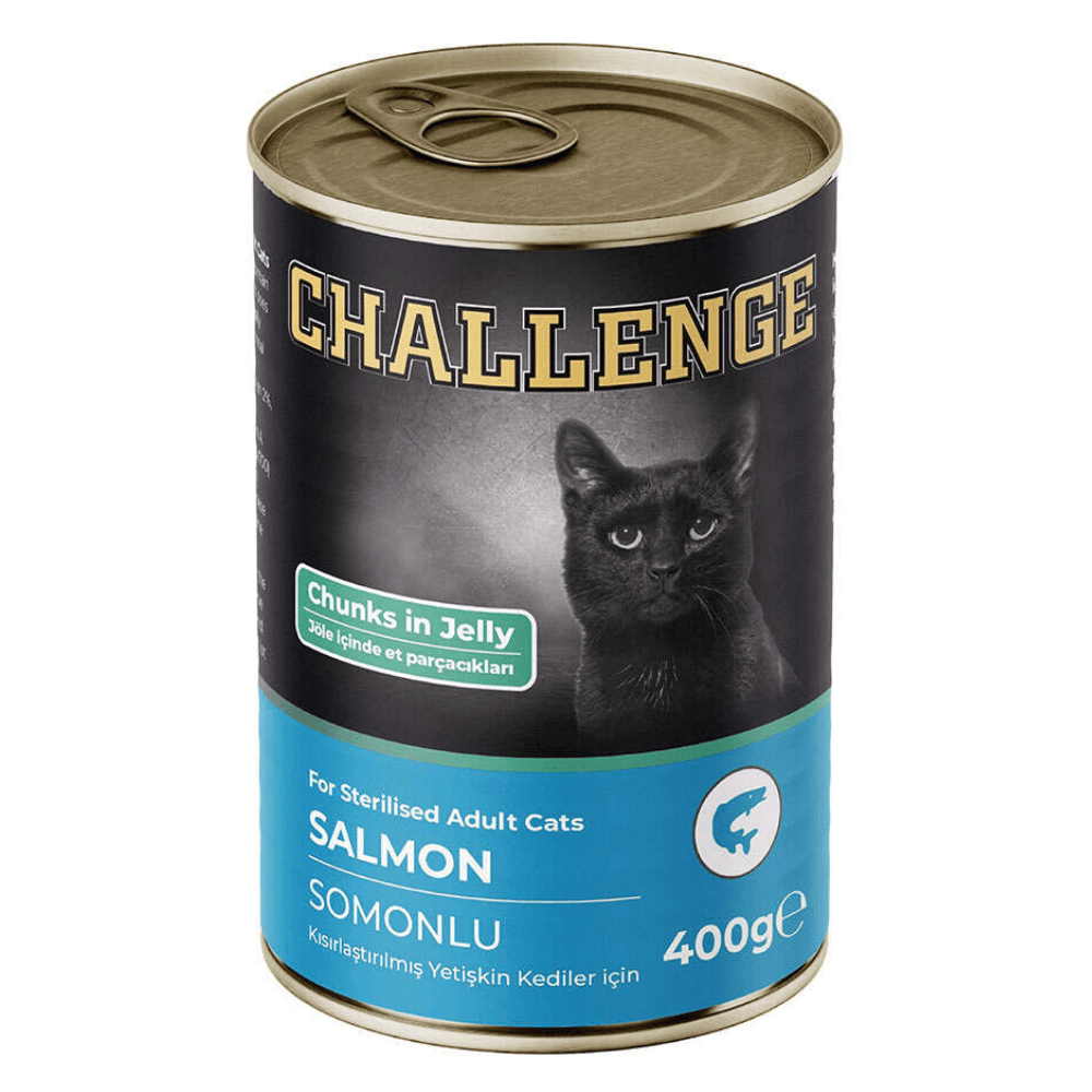 Challange Kısırlaştırılmış Yaş Kedi Maması Somonlu Konserve 400 Gr