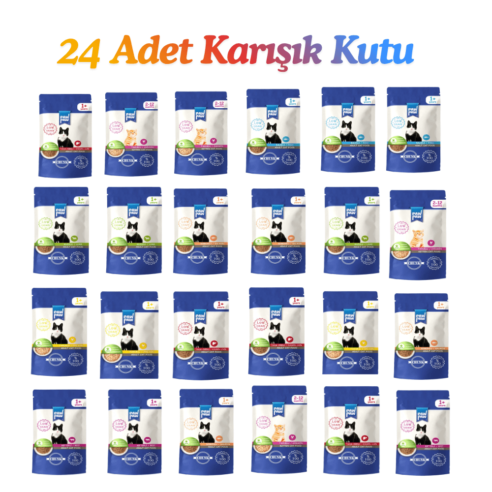Pawpaw Pouch Yaş Mama 85 gr x 24 Adet Karışık Çeşitli