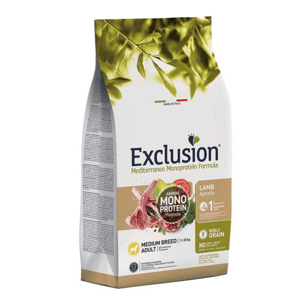Exclusion Monoprotein Kuzu Etli ve Narlı Düşük Tahıllı Orta Irk Yetişkin Köpek Maması 3kg