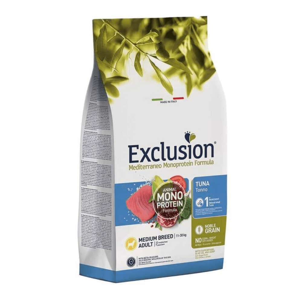 Exclusion Monoprotein Ton Balıklı ve Narlı Düşük Tahıllı Orta Irk Yetişkin Köpek Maması 3kg