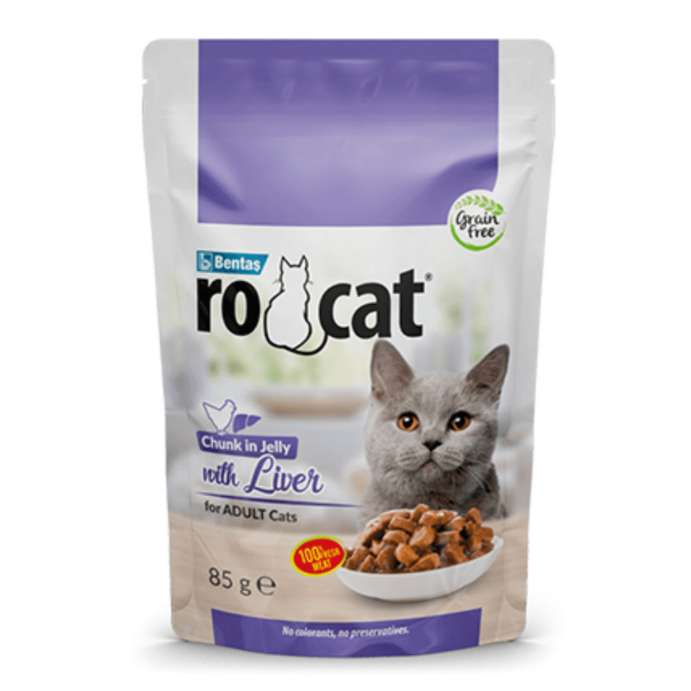 RoCat Yetişkin Kedi Jöle İçerisinde Ciğerli Pouch Yaş Mama 85 gr
