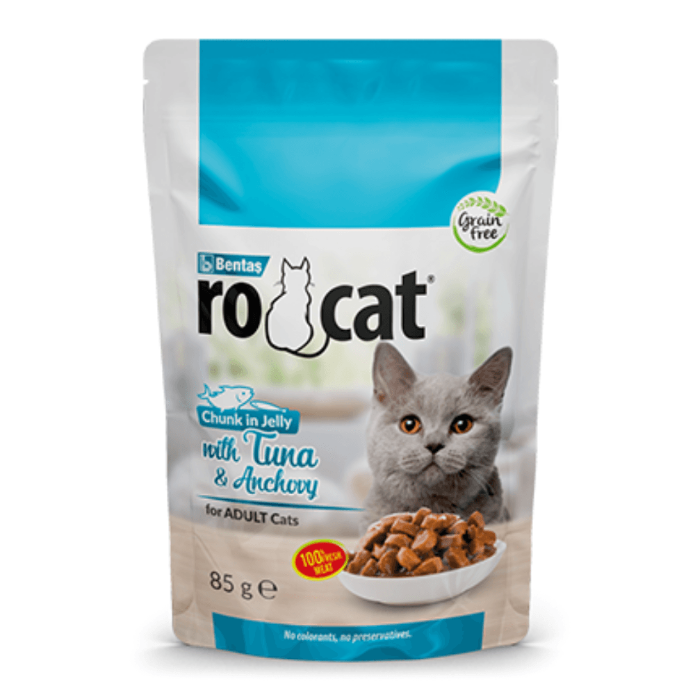RoCat Yetişkin Kedi Jöle İçerisinde Ton Balıklı ve Hamsili Pouch Yaş Mama 85 gr