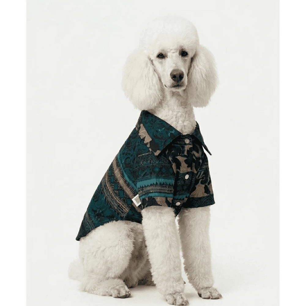 Köpekler İçin Mavi Etnik Desenli Modern Dokuma Gömlek