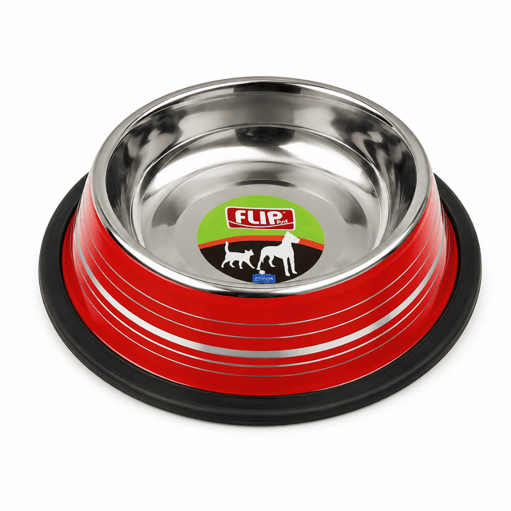 Flip Premium Paslanmaz Çelik Kaydırmaz Tabanlı Kedi & Köpek Su ve Mama Kabı