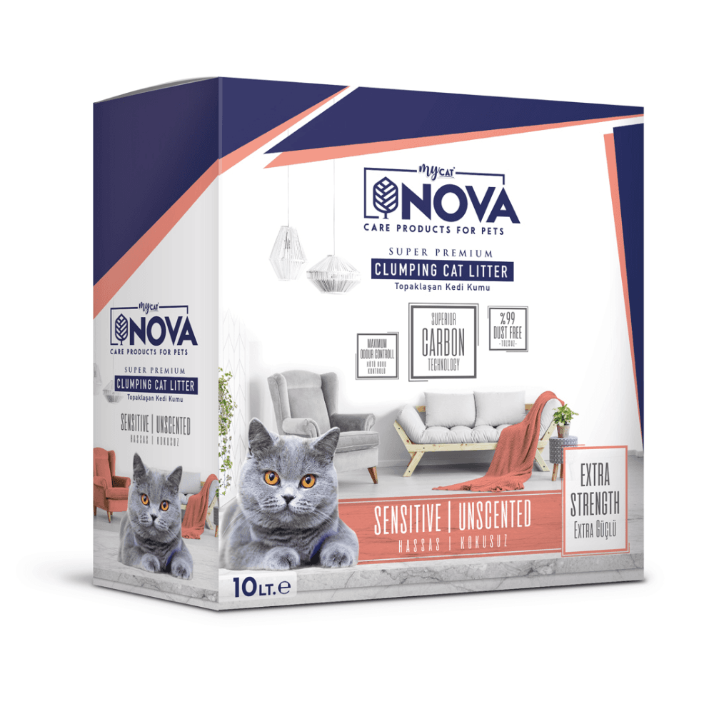 MyCat Nova Extra Güçlü Hassas Kokusuz Premium Kedi Kumu 10 Lt