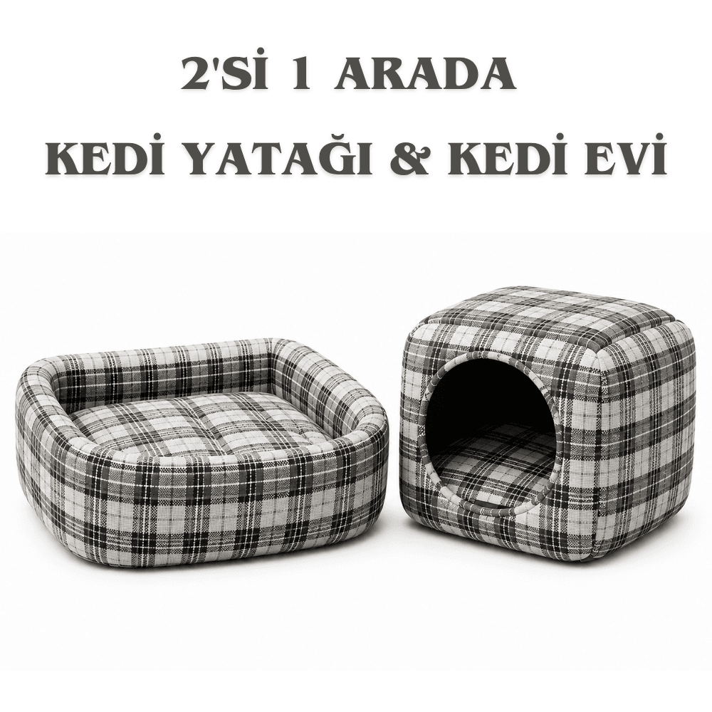 AlfiPet Dönüşebilen Hem Kedi Evi & Hem Kedi Yatağı