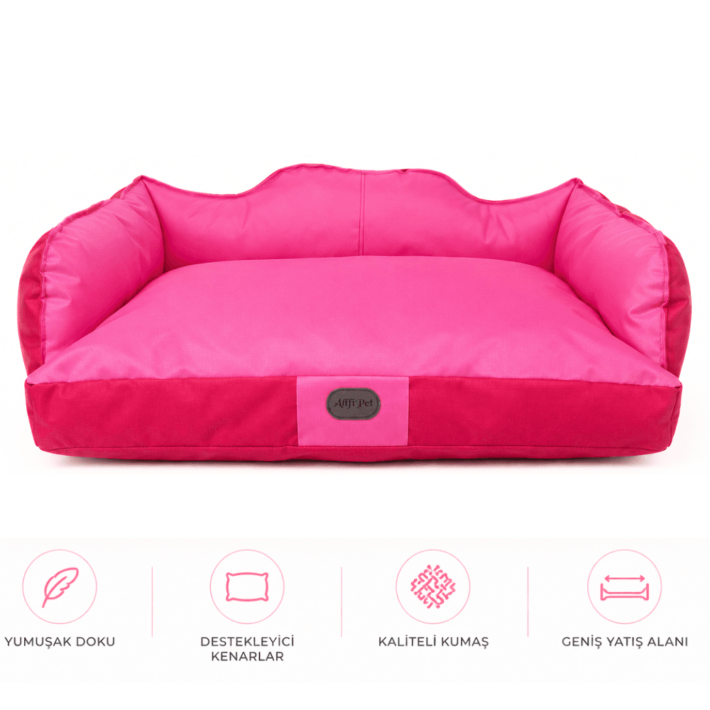 AlfiPet Destekleyici Kenarlı Kral Koltuğu Kedi & Köpek Yatağı – Pembe