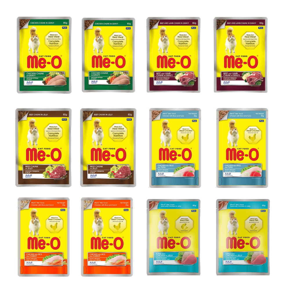Me-O Jöle İçerisinde Karışık Çeşitli Yetişkin Kedi Yaş Maması 80 gr x 12 Adet