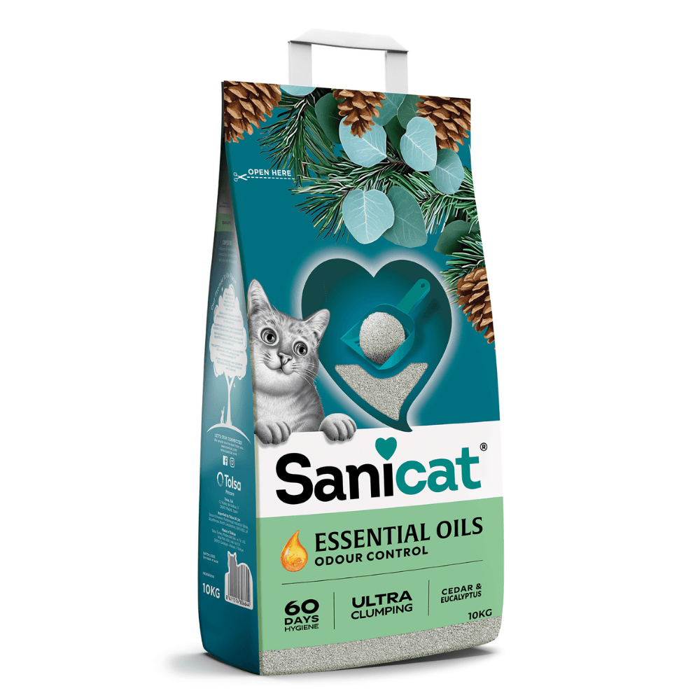 Sanicat Ultra Topaklanan Essential Oils Sedir ve Okaliptus Kokulu Kedi Kumu 10 Kg