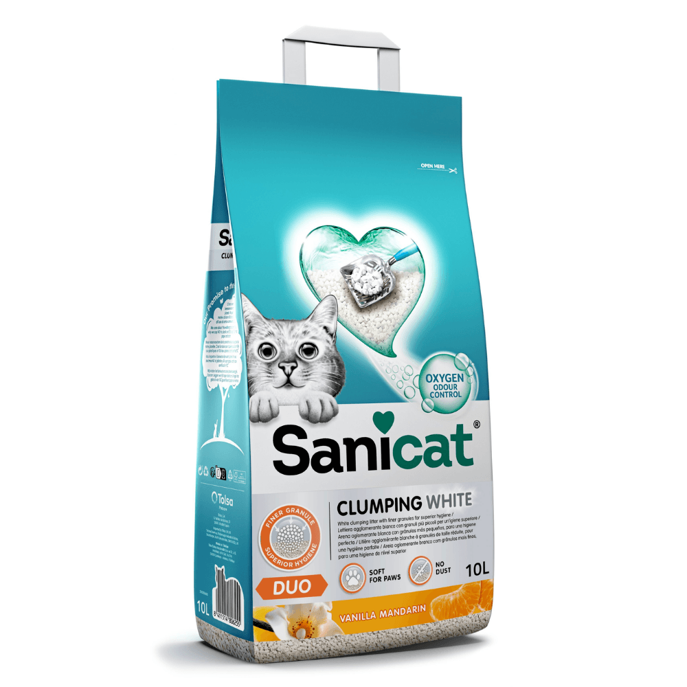 Sanicat Süper Topaklanan Duo Vanilya ve Mandalinalı Kedi Kumu 10 L