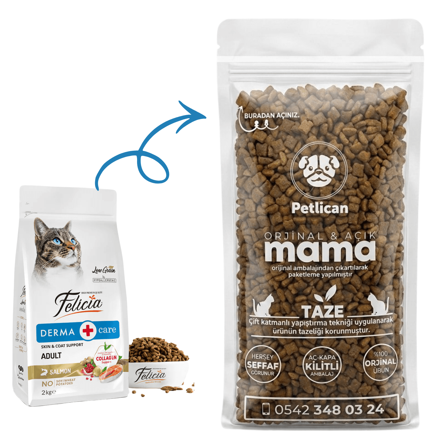 Felicia Yetişkin Kedi Maması Somonlu Açık 1 Kg