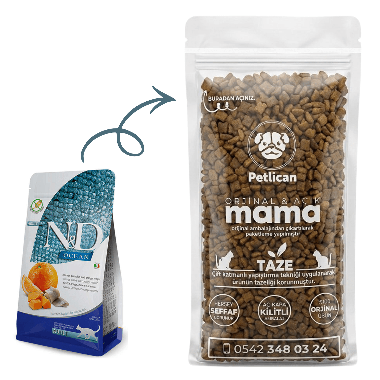 N&D Yetişkin Kedi Maması Somonlu Açık 1 Kg