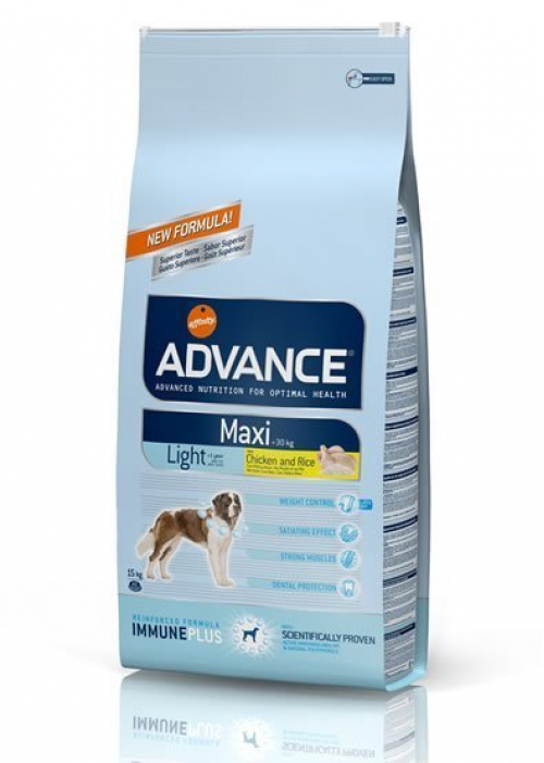 Advance Maxi Light Tavuklu/Pirinçli Büyük Irk Diyet Köpek Maması 15 Kg