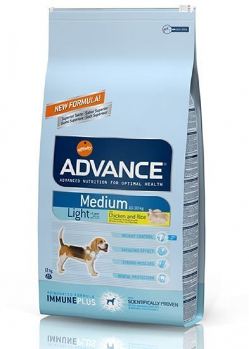 Advance Medium Light Tavuklu/Pirinçli Orta Irk Diyet Köpek Maması 12 Kg