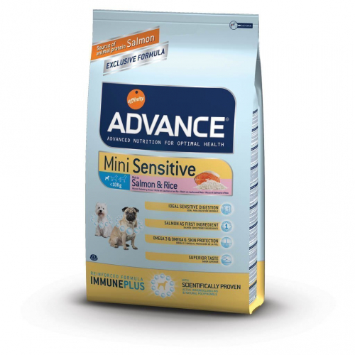 Advance Mini Sensitive Somonlu/Pirinçli Küçük Irk Yetişkin Köpek Maması 7,5 Kg