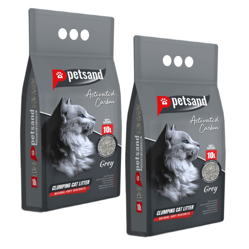Petsand Aktif Karbonlu Grey Kedi Kumu 10 L 2 Adet