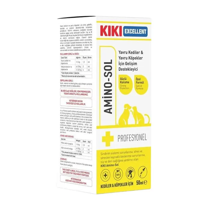 Kiki Excellent Yavru Kedi ve Köpekler İçin Gelişim Destekleyici Amino-Sol Şurup 50 ml