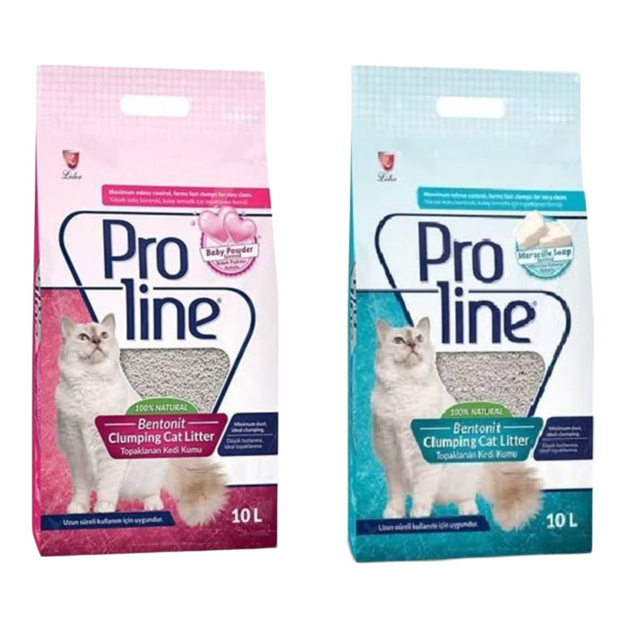 Proline Doğal Topaklanan Baby Powder Ve Marsilya Sabunlu Kedi Kumu 2x10 Lt