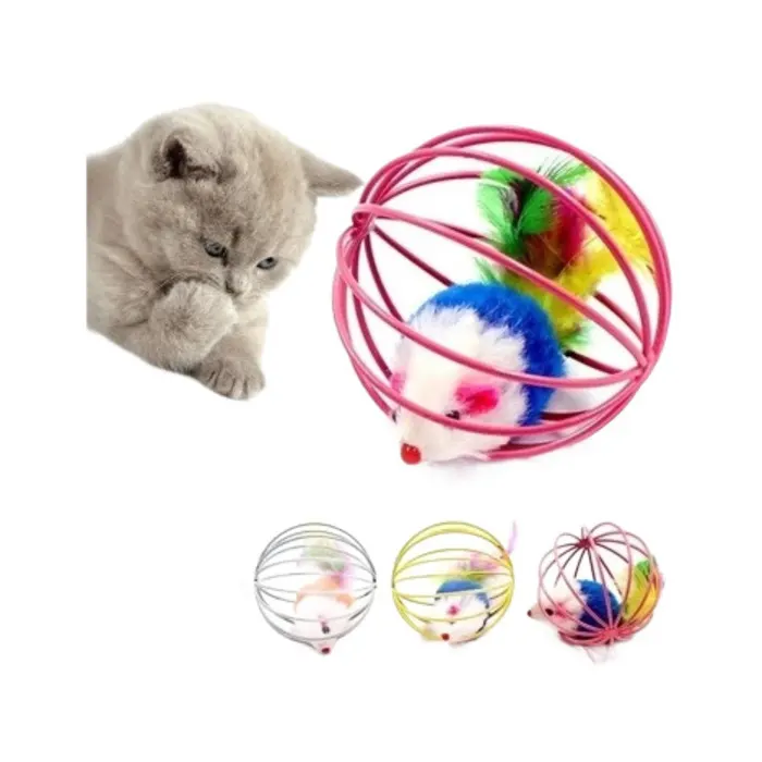 Peluş Fareli Kafesli Kedi Oyuncak