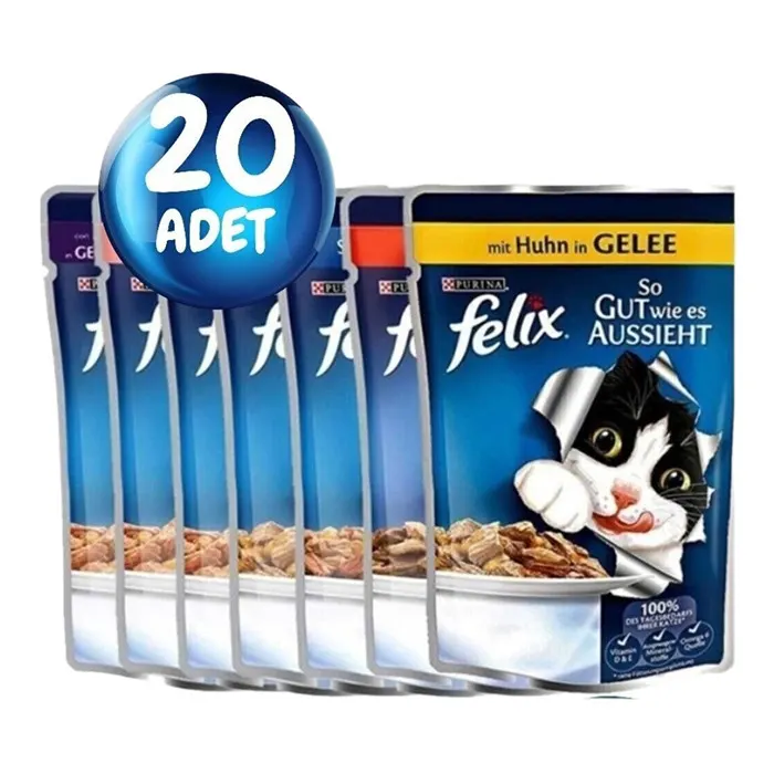 Felix Karisik Aromali Pouch Yaş Mama 20'li Paket