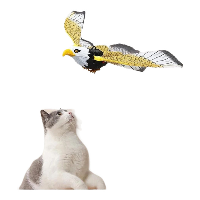 Uçan Kartal Kedi Oyuncağı Sesli Hareketli Işıklı Sabitlenebilir İnteraktif Kuş Kedi Oyuncağı