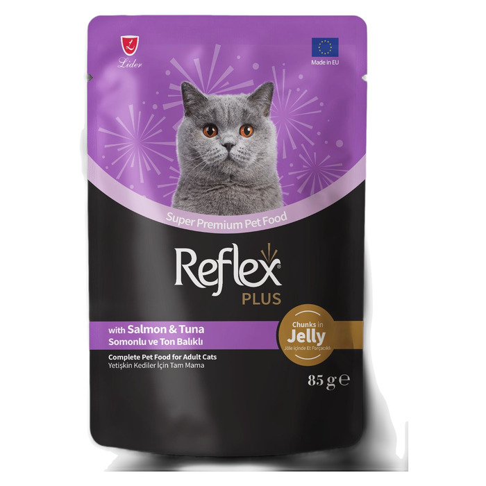 Jöle İçinde Et Parçacıklı Somonlu & Ton Balıklı Yetişkin Kedi Maması 85 Gr