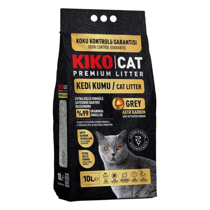 Grey Aktif Karbon Premıum Bentonit Kedi Kumu 10 Lt