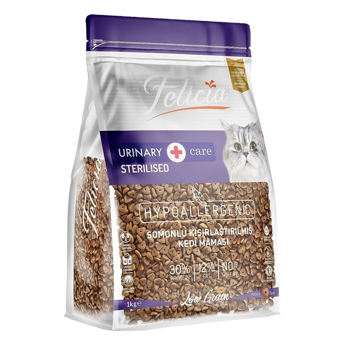 Kısır Kedi İçin Kolajenli Somonlu Az Tahıllı Kısırlaştırılmış Hypoallergenic Kedi Maması 1 Kg