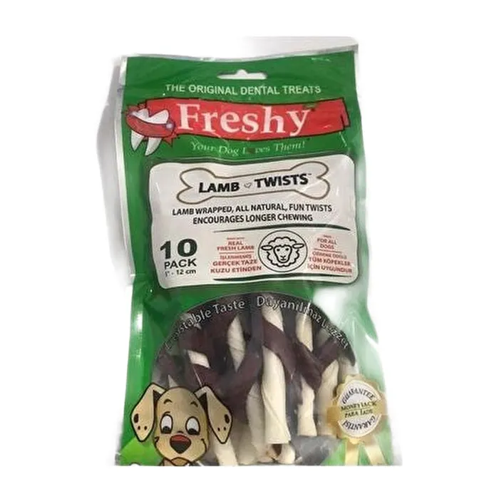 Freshy Lamp Twısts Kuzu Eti Kapli Burgu Çubuklar 10 Adet 12 Cm. 100 Gr