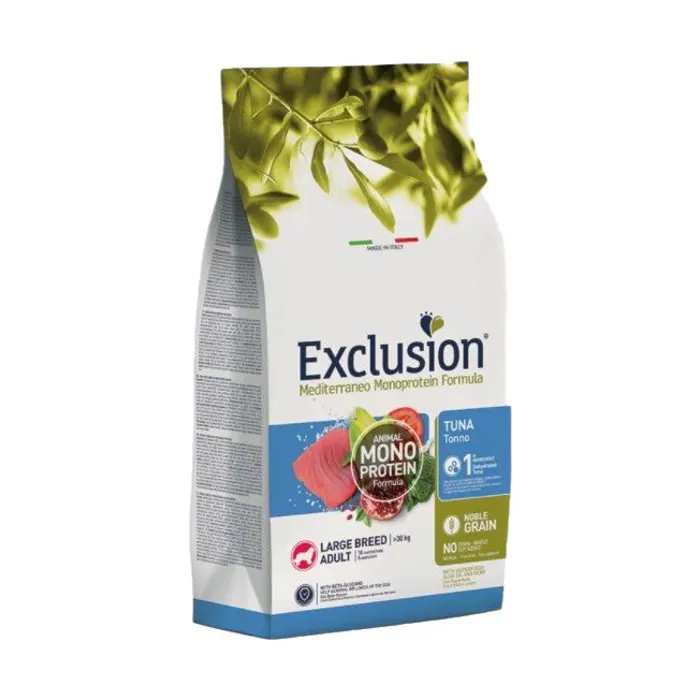 Exclusion Monoprotein Düsük Tahıllı Ton Balıklı Ve Narli Büyük Irk Yetişkin Köpek Maması 12 Kg