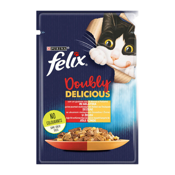 Jöle İçinde Sığır Eti Ve Kümes Hayvanları Karışımı İle Yetiişkin Kedi Yaş Maması 85 Gr