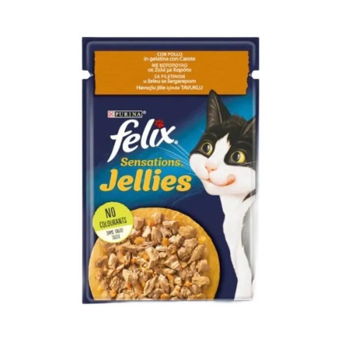 Felix Pouch Jellies Tavuk Etli Ve Havuçlu Yaş Kedi Maması 85 Gr