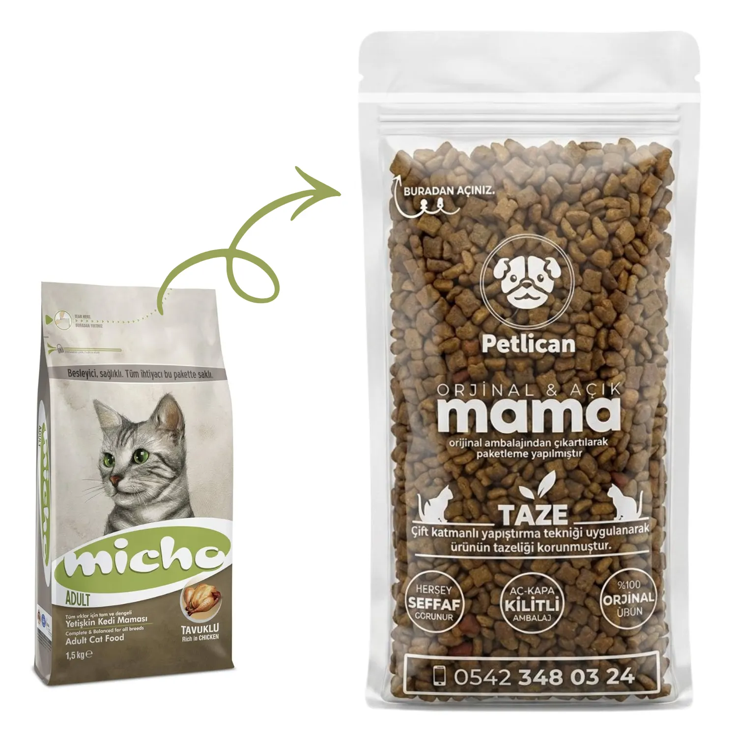 Micho Yetişkin Kedi Maması Açık 1 Kg