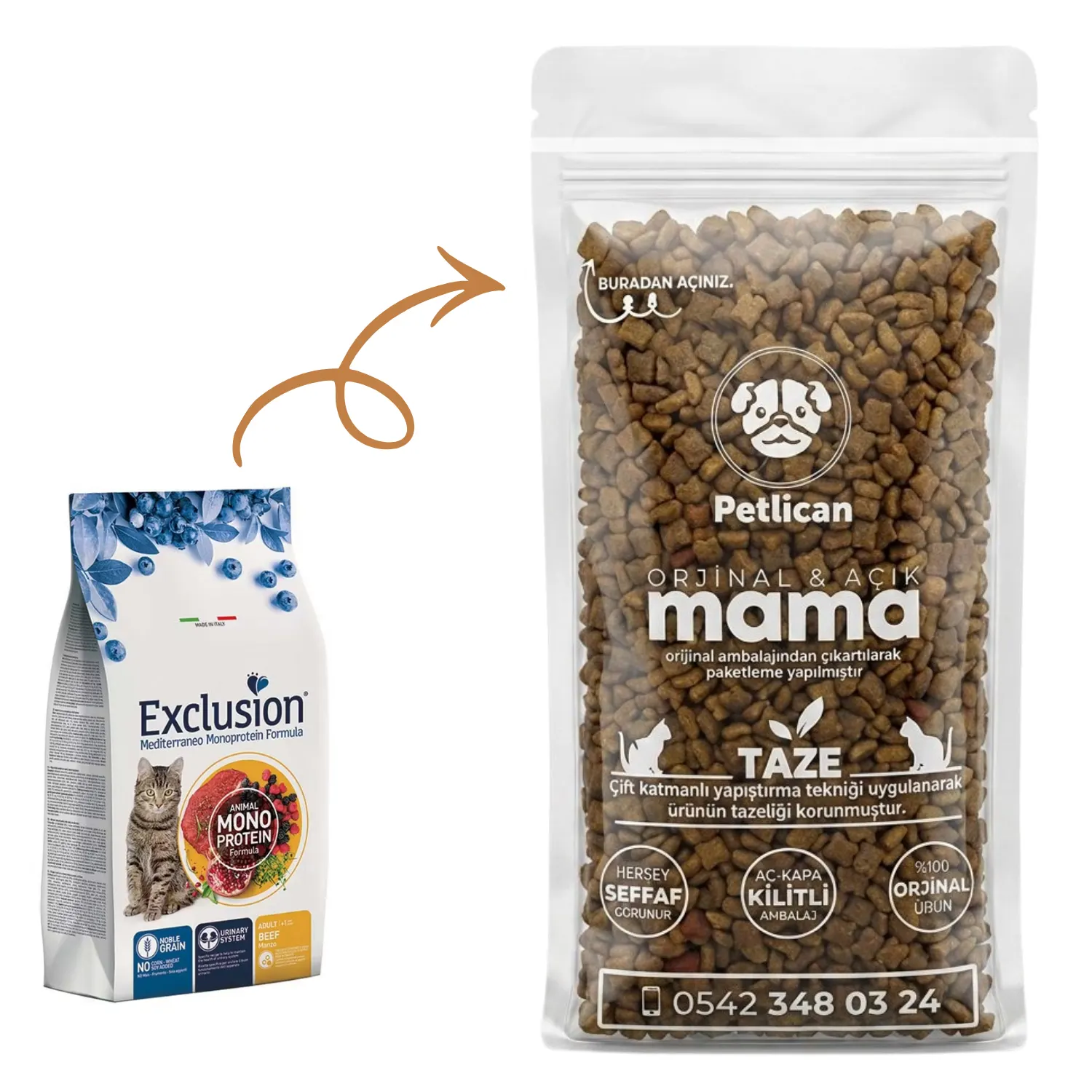 Exclusion Yetişkin Kedi Maması Sığır Etli Açık 1 Kg