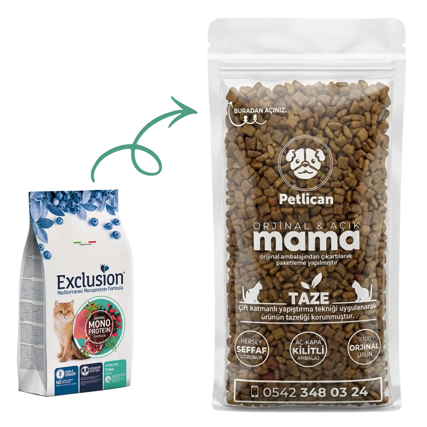 Exclusion Kısırlaştırılmış Yetişkin Kedi Maması Ton Balıklı Açık 1 Kg