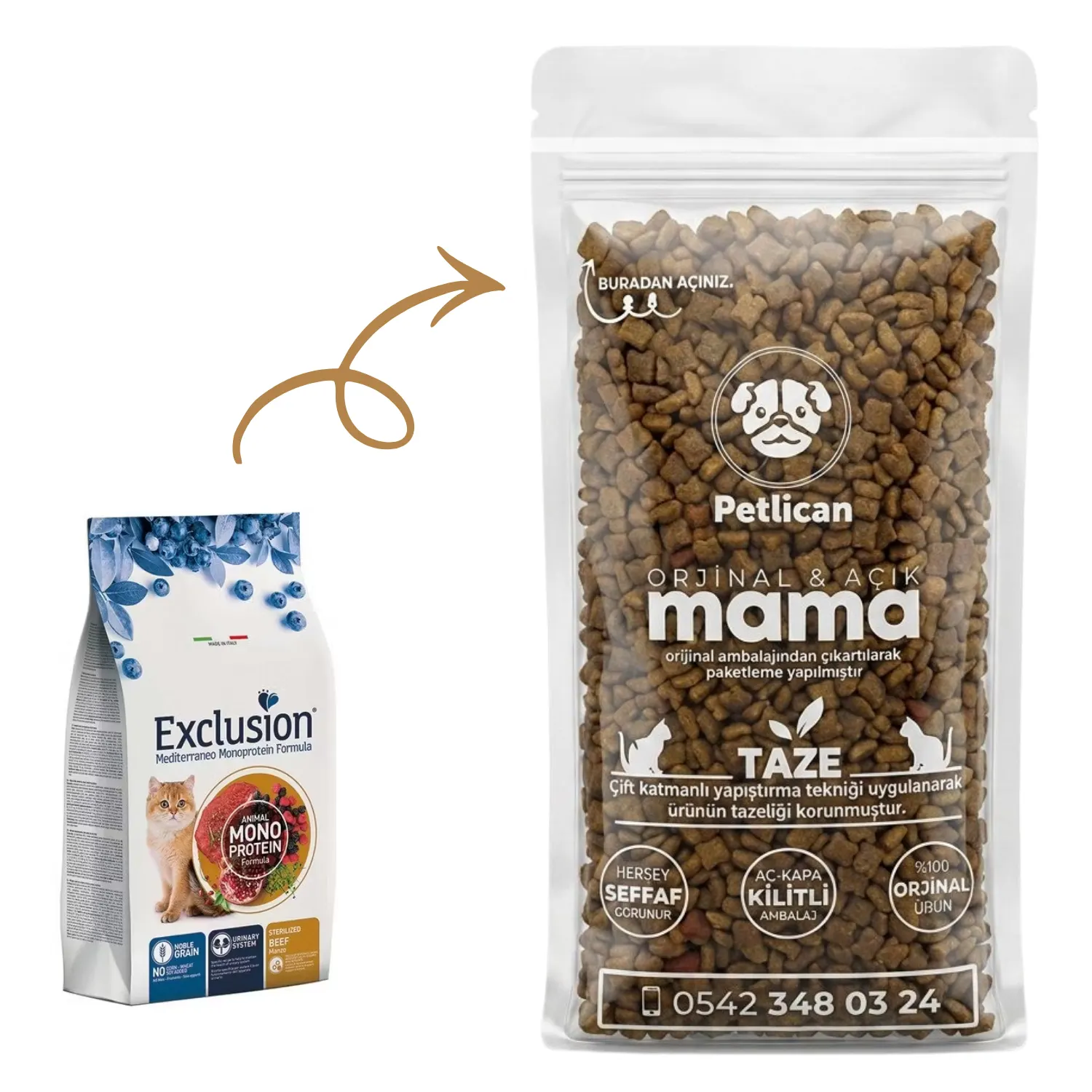 Exclusion Kısırlaştırılmış Yetişkin Kedi Maması Sığır Etli Açık 1 Kg