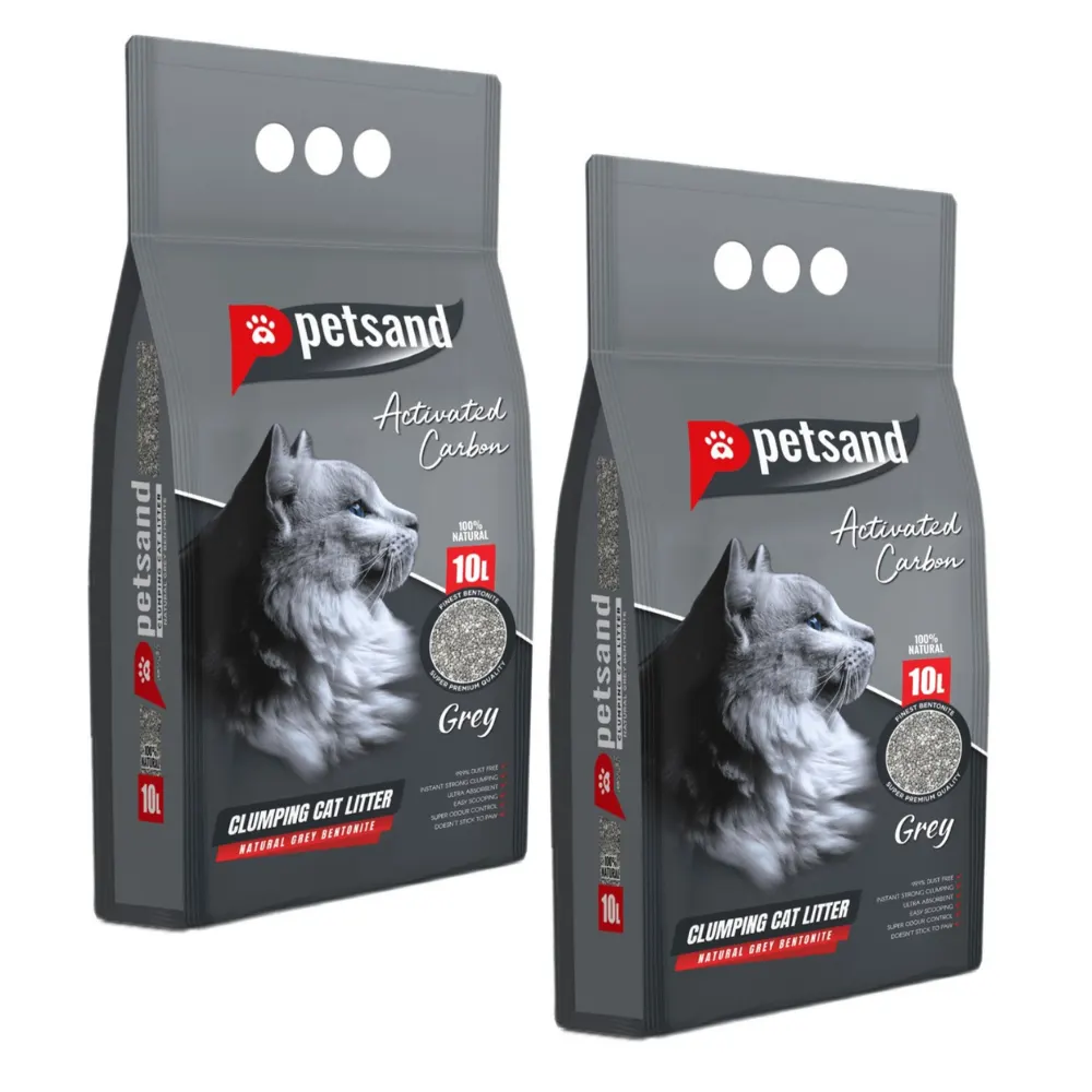 Petsand Aktif Karbonlu Grey Kedi Kumu 10 L 2 Adet