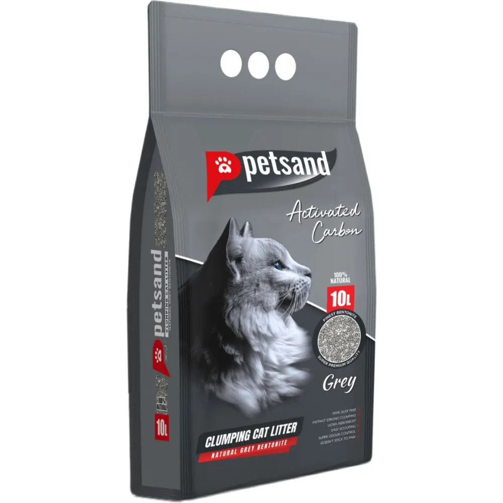 Petsand Aktif Karbonlu Grey Kedi Kumu 10 L