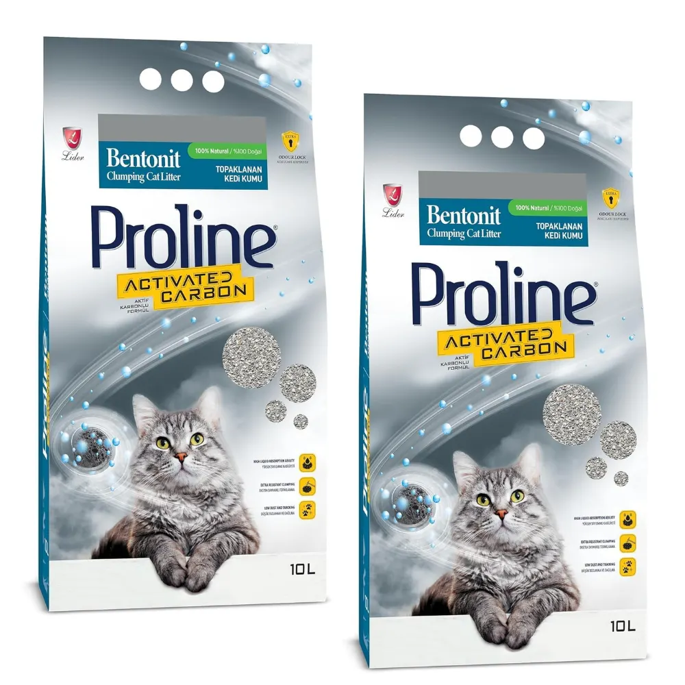 Proline Bentonit Kokusuz Aktif Karbonlu Kedi Kumu 10 L 2 Adet