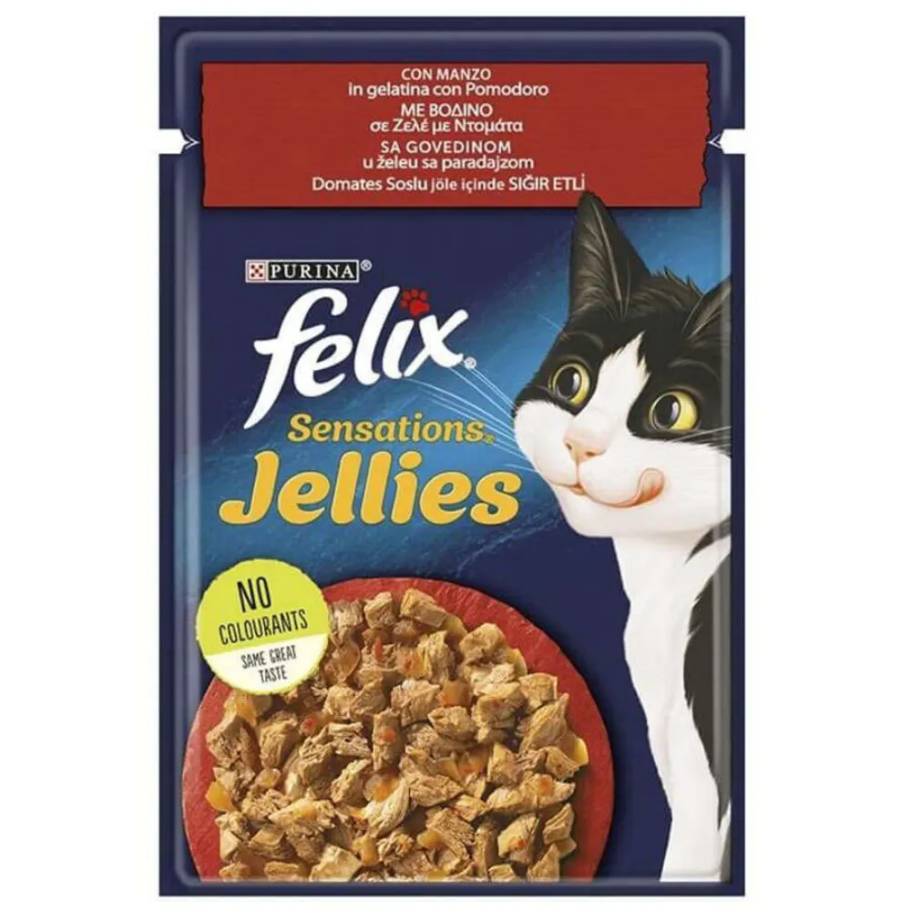 Felix Pouch Jellies Sığır Etli Ve Domatesli Yaş Kedi Maması 85 Gr